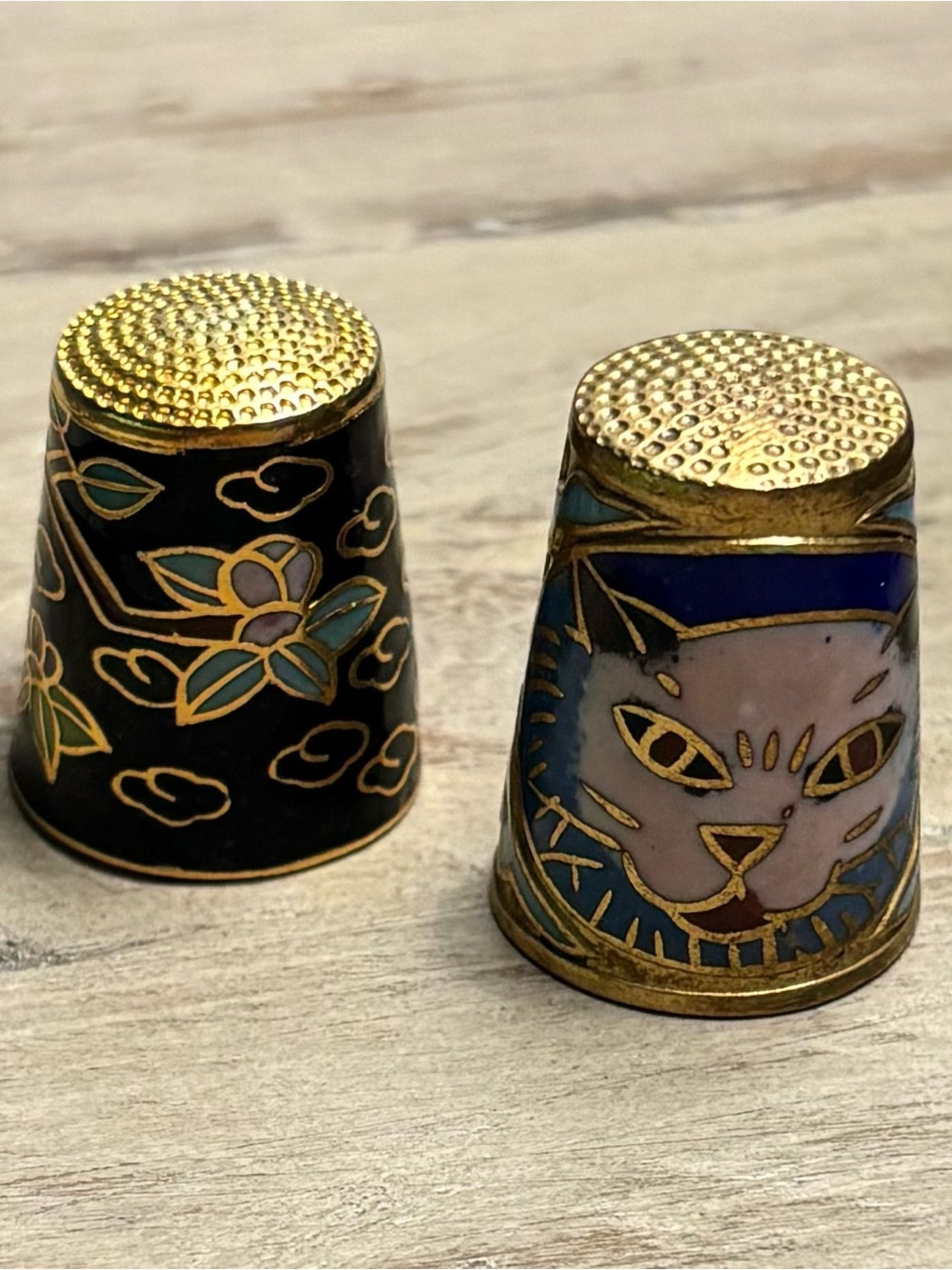 2 Vintage ‘80’s Enamel Sewing Thimbles in excellent condition!